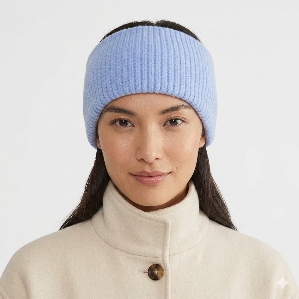 Wilfred Aritzia Wool Ribbed Headband Light Blue‎ OS Winter Cozy Minimalist